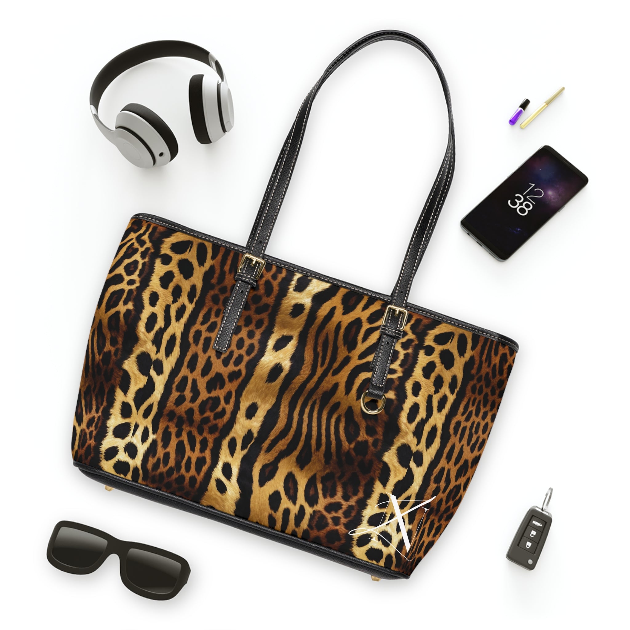 LN&Co Stylish PU Leather Leopard Print Shoulder Bag - Trendy Tote for Every Occasion