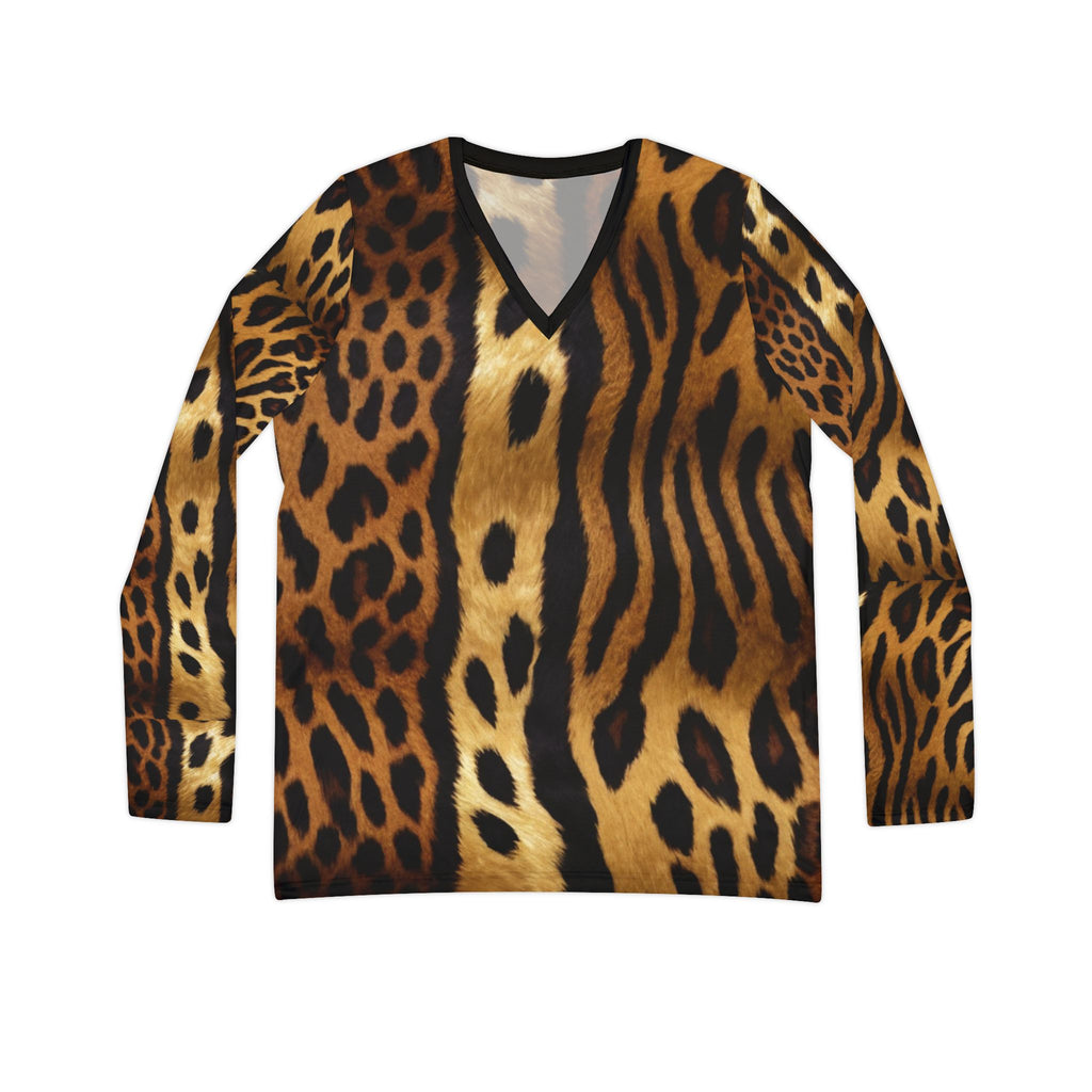 LN&Co Signature Wild Leopard Print Long Sleeve V-Neck Shirt