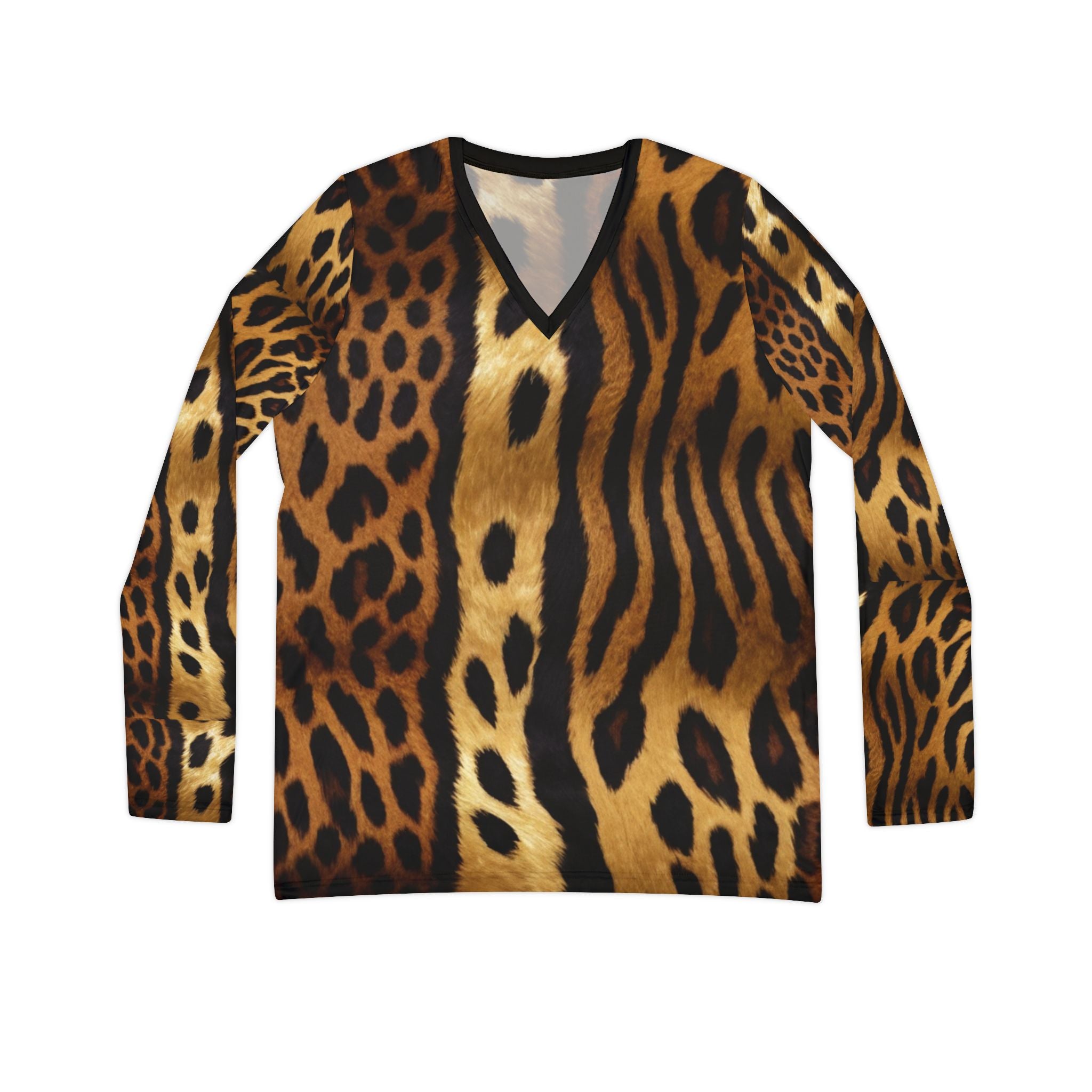 LN&Co Signature Wild Leopard Print Long Sleeve V-Neck Shirt