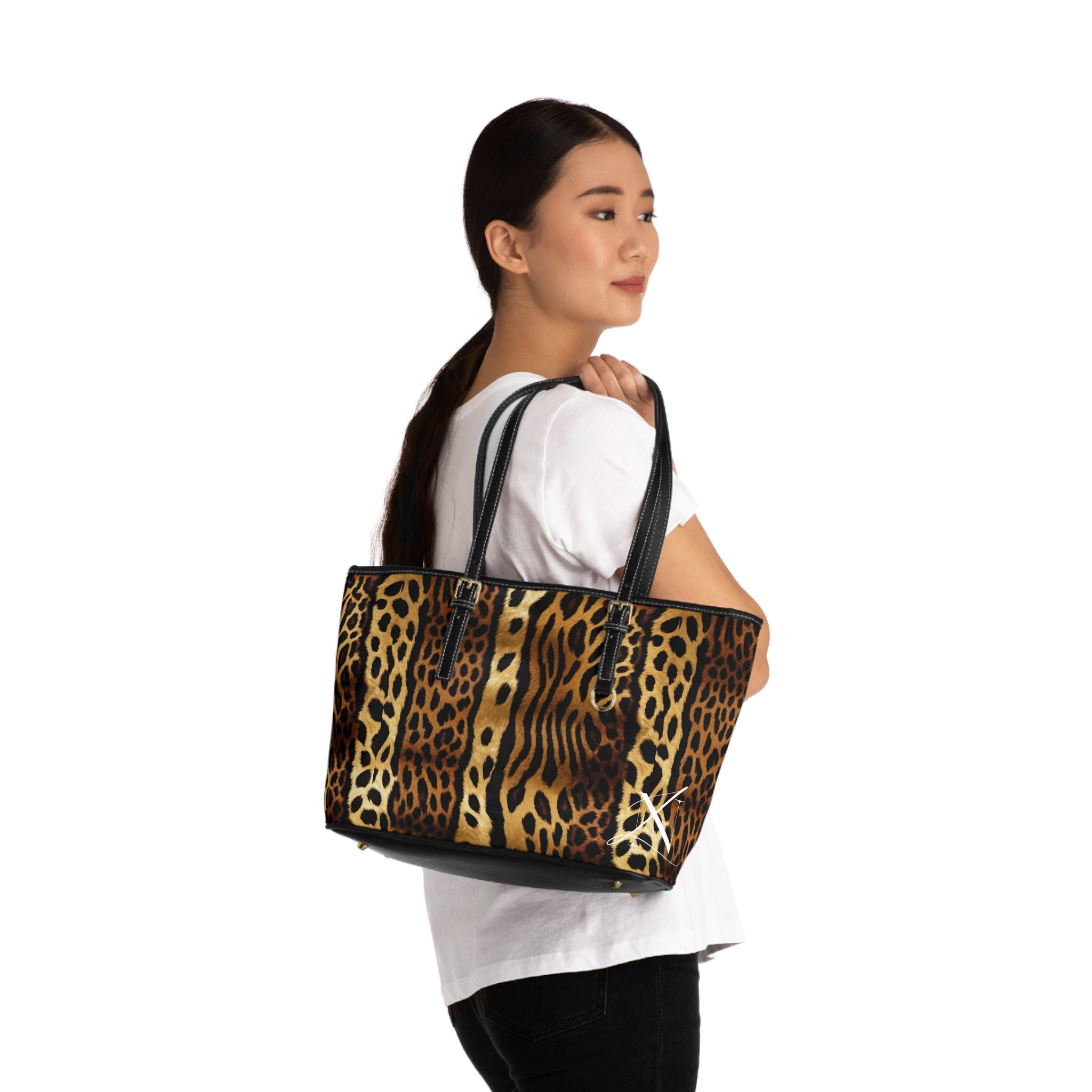 LN&Co Stylish PU Leather Leopard Print Shoulder Bag - Trendy Tote for Every Occasion