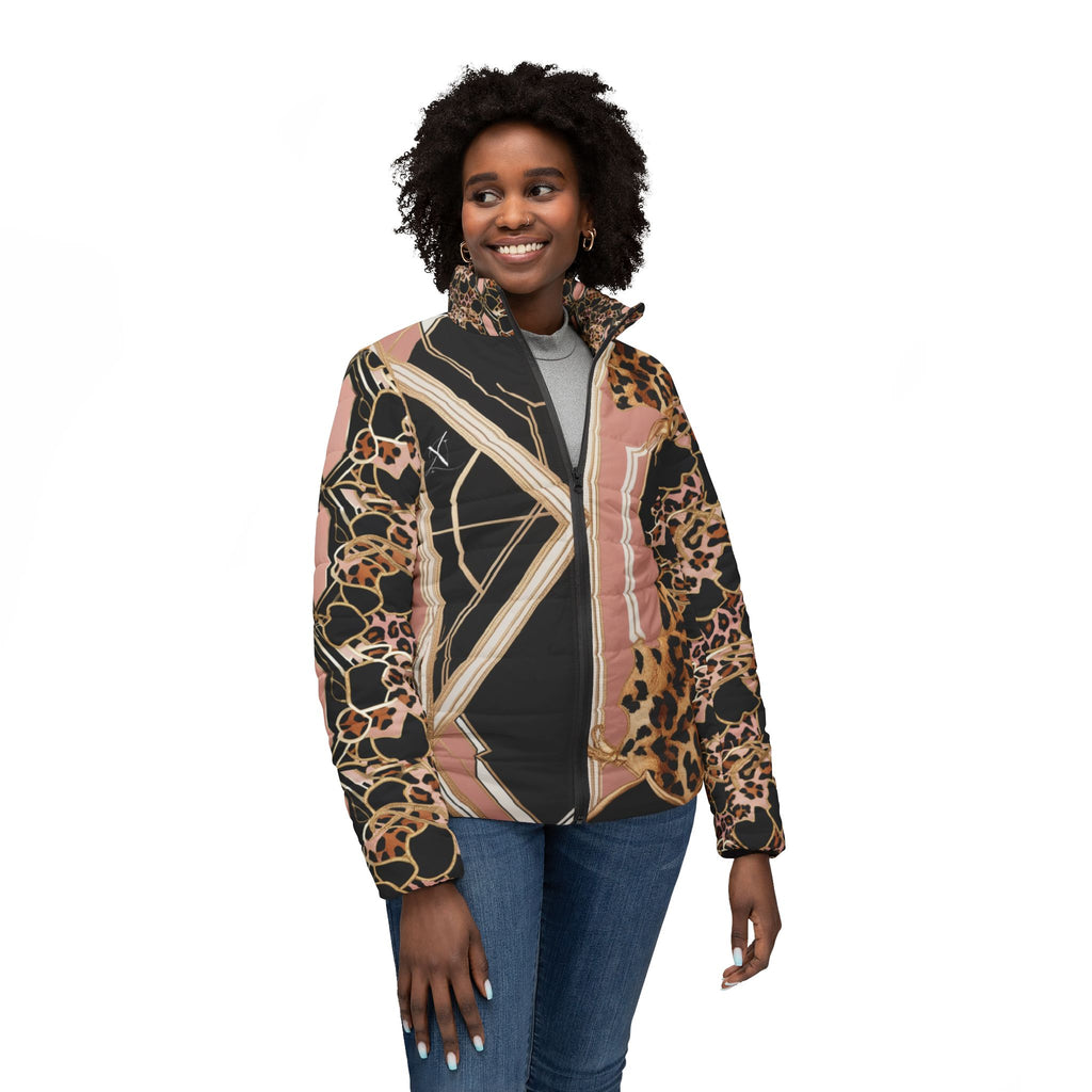 LN&Co Signature II Chic Women’s Puffer Jacket with Leopard Print - Stylish & Warm Winter Layering