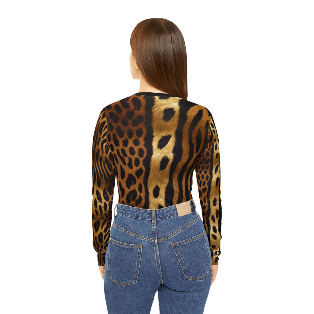 LN&Co Signature Wild Leopard Print Long Sleeve V-Neck Shirt