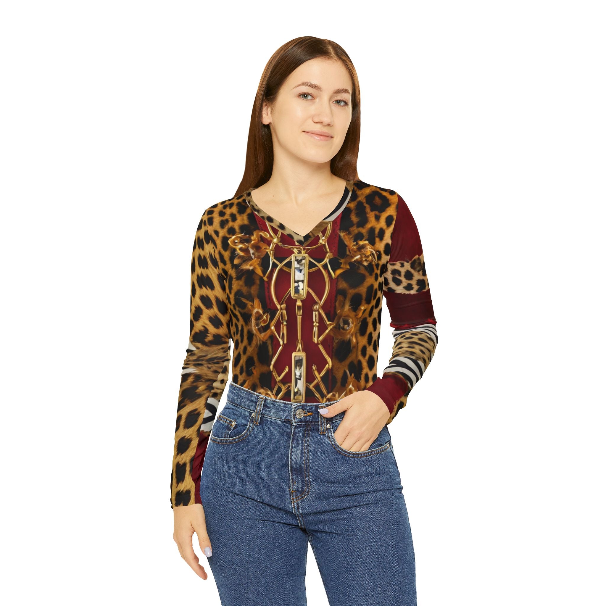 L'Kole Women's Long Sleeve V-neck Shirt ( She Roars)